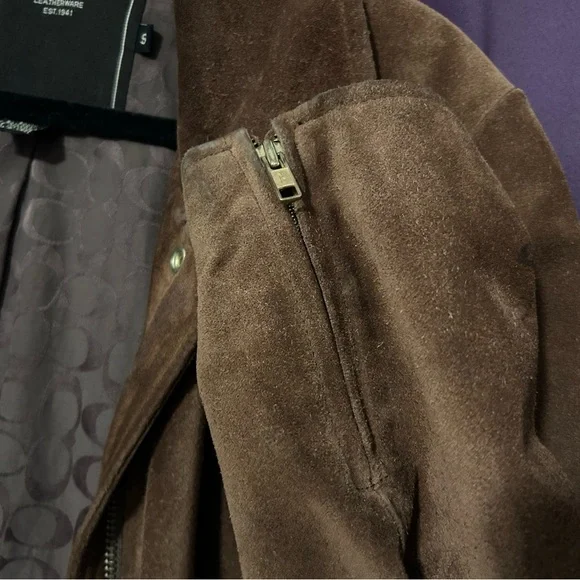 VINTAGE COACH SUEDE LEATHER JACKET COAT - Picture 5 of 9
